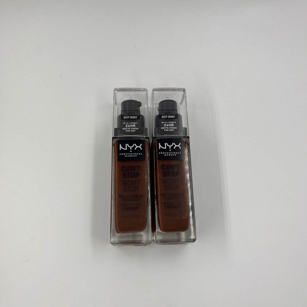 NYX Can't‎ Stop Won't Stop Full Coverage Foundation Deep Ebony CSWSF25 2 Pack